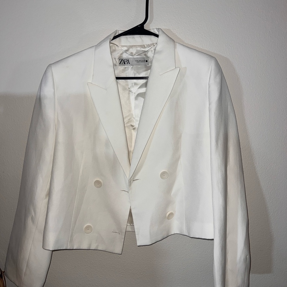 Zara Women's Cream Double-Breasted Blazer - Picture 1 of 2